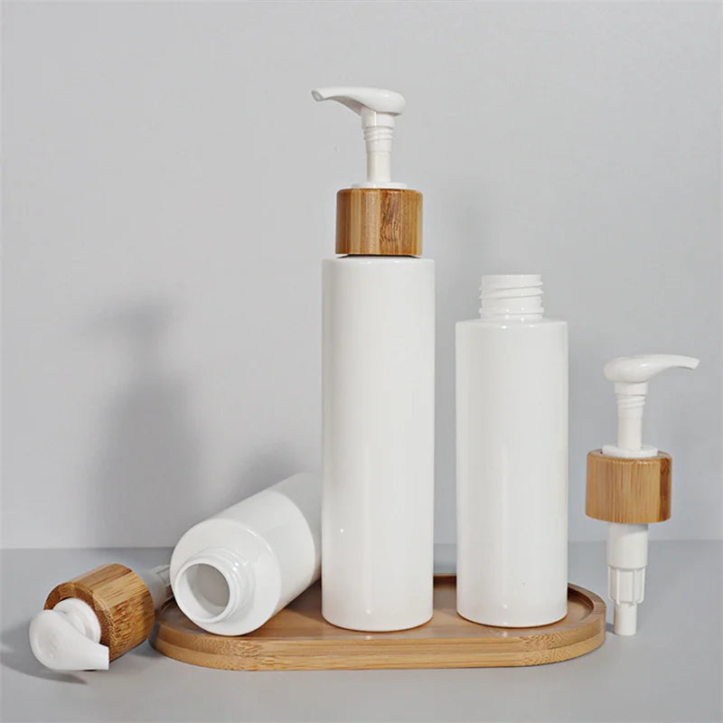 Refillable Soap Dispenser Bottle Portable Liquid Lotion Shampoo Dispenser Bathroom Bamboo Wood Pump Empty Bottle 100-300ml